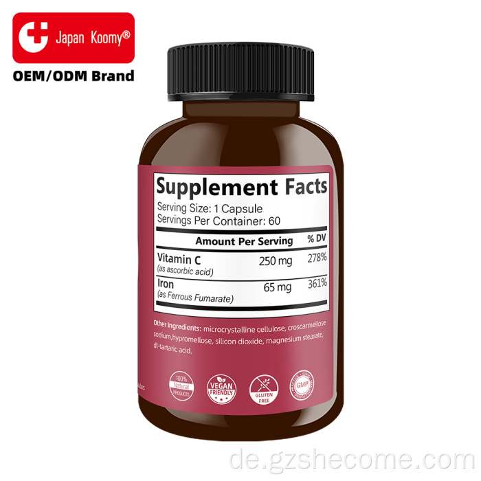 Eisenergänzung 65 mg mit Vitamin C.
